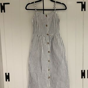 Only Midi Dress Linen XS white blue stripes